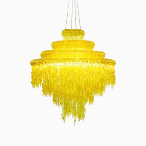 Lampadario in resina gialla di Jacopo Foggini