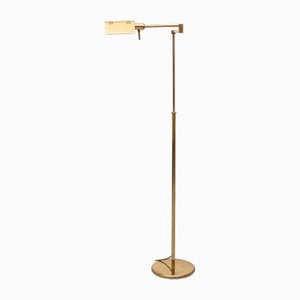 Adjustable Brass Swing Arm Floor Lamp attributed to Holtkoetter, Germany, 1980s