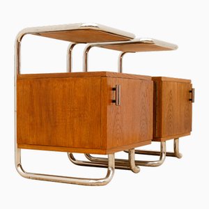 Functionalist Chromed Nightstands by Vichr & Spol for Kovona, Czechoslovakia, 1950s, Set of 2
