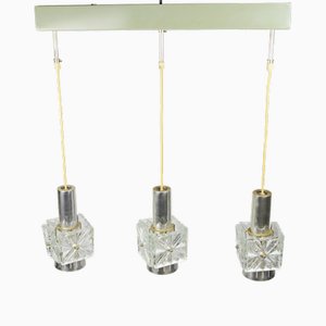 Glass & Metal Hanging Lamp, 1970s