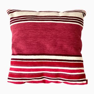 Crimson & Beige Fabric Cushion