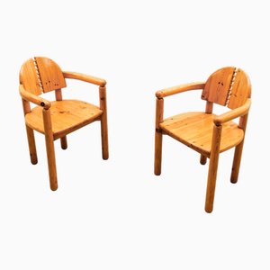 Set of Danish Dining Chairs in Pine with Movable Backs attributed to Rainer Daumiller, 1970s