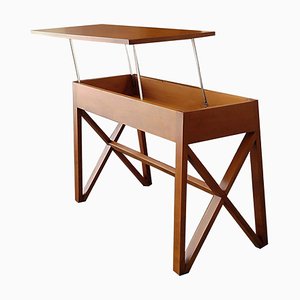 Holz Konsolentisch mit Hubplatte, Italien 1960er
