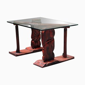 Lackierter Couchtisch aus Holz & Glas, Italien, 1960er
