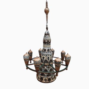 Vintage Dutch De Champignon Ceramic Chandelier Hanging Lamp by H. Jacobs Studio, 1970s