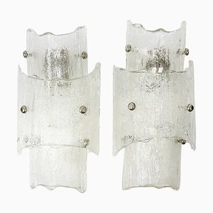 Mid-Century Frosted Ice Glass Sconces by J. T. Kalmar for Kalmar, 1960s