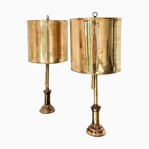 Große Französische Mid-Century Tischlampe aus Bronze von Maison Charles, 1960