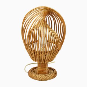 Tischlampe aus Korbgeflecht, 1970er