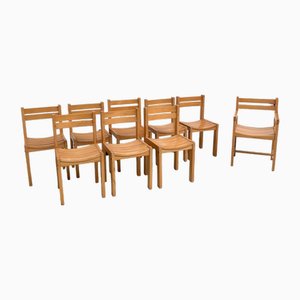 Beech Chairs by Sornay, 1980s, Set of 9