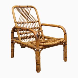 Poltrona reclinabile in bambù, Italia, 1950