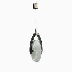 Lámpara colgante italiana minimalista de cristal coloreado al estilo de Fontana Arte, 1950