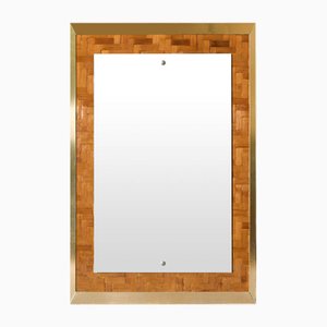 Specchio rettangolare in bambù e ottone, 1970