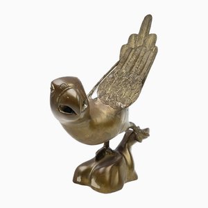 Statua di pappagallo in bronzo dorato, anni '50