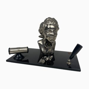 Vintage Liberty Pen Holder with Lady Luck Statue, 1920s