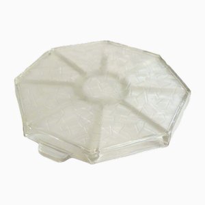 Large Art Deco Appetizer Dish in Colorless Glass, 1930s