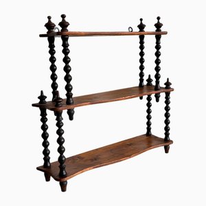 Antique French Bobbin Wall Shelf in Cherry, 1890s