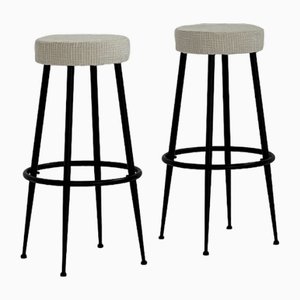 Set of Metal and Fabric Stools, 1980s