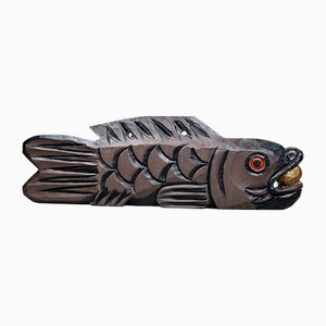 Buddhistischer Fisch aus Holz, Japan, 1920er