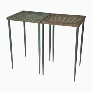 Tables d'Appoint en Tôle Perforée par Mathieu Matégot, 1950s, Set de 2