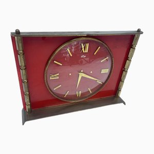 Orologio in ottone e vetro rosso, anni '40
