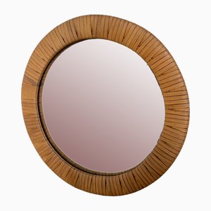 Round Wicker Mirror, 1950s
