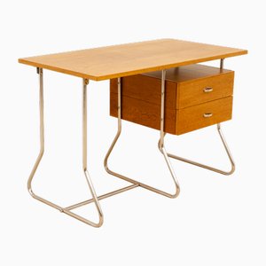 Modernist Czechoslovak Chrome and Wood Writing Desk, Europe, 1950s