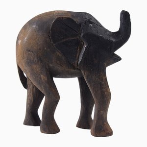 African Elephant Wood Figurine, 1960s