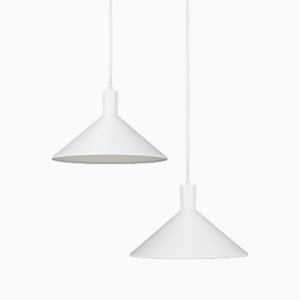 Dänische minimalistische Superlight Hängelampen, 1970er, 2er Set