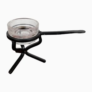Brutalistischer Dänischer Mid-Century Kerzenhalter aus Schmiedeeisen & Glas, 1960er