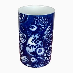 Large Vintage German Porcelain Peacock Vase by Bjørn Wiinblad for Rosenthal, 1970s