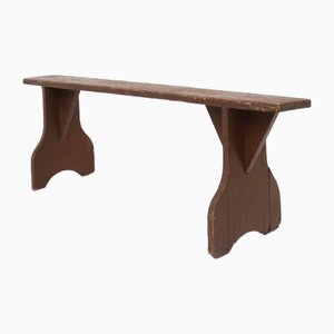 Mid-Century Rustic Bench in Brown Painted Wood, France, 1890s