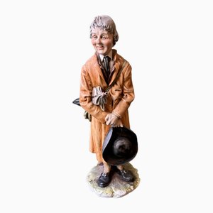 Gentleman Figurine with Hat and Umbrella from Capodimonte, 1920s