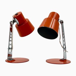 Space Age Orange Table Lamps from Targetti Sankey, Italy, 1970s, Set of 2