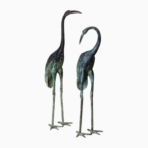 Large Heron Sculpture with Straight Neck, 1980s, Bronze