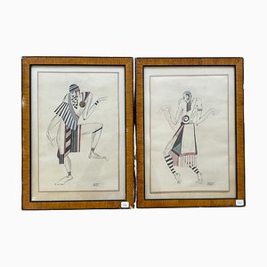 Peter Stepanovic Galadzev, Costume, 1920s, Watercolor, Framed