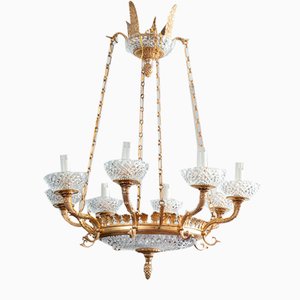Antique French Napoleon III Chandelier in Gilded Bronze and Crystal, 19th Century