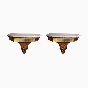 Antike italienische Louis XVI Konsolen aus handgeschnitztem & vergoldetem Holz, 2 . Set