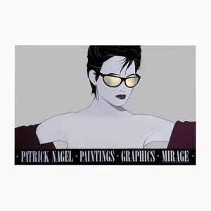 Poster artistico con occhiali da sole laminati in argento di Patrick Nagel, anni '80