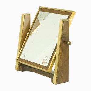 Italienischer Tischspiegel aus Holz & Messing, 1960er