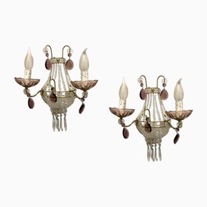 Glass Beaded Sconces, 1980s, Set of 2