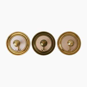 Grandes Patères Mid-Century Modernes en Laiton, 1960s, Set de 3
