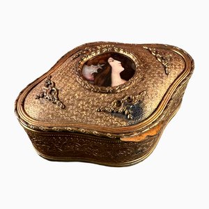 Art Nouveau Brass Jewelry Box, 1800s