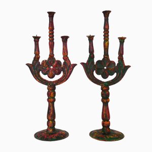 Portacandele vintage in metallo, India, anni '60, set di 2