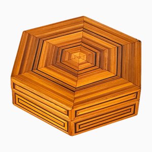 Boîte à Bijoux Décorative en Bois à Motif Géométrique, France, 1970s