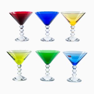 Verres à Martini Multicolore en Cristal de Baccarat, France, 1960, Set de 6