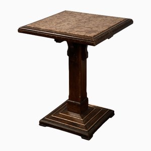 Square Coffee Table with Marble Top and Copper Footrest