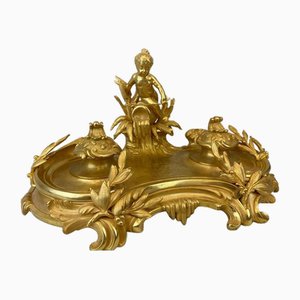 Encrier en Bronze Doré, 19ème Siècle