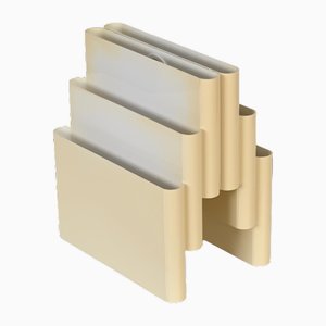 Cream Magazine Rack attributed to Giotto Stoppino for Kartell, Italy, 1970s