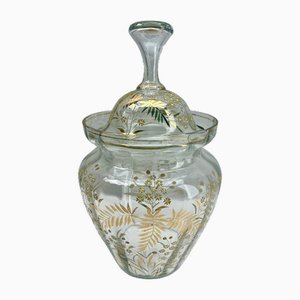 Punch Bowl in vetro smaltato boemo con coperchio, 1900