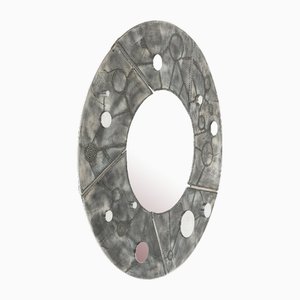 Runder Wandspiegel aus Aluminium & Stahl von Bianca Garinei für Banci, 1970er